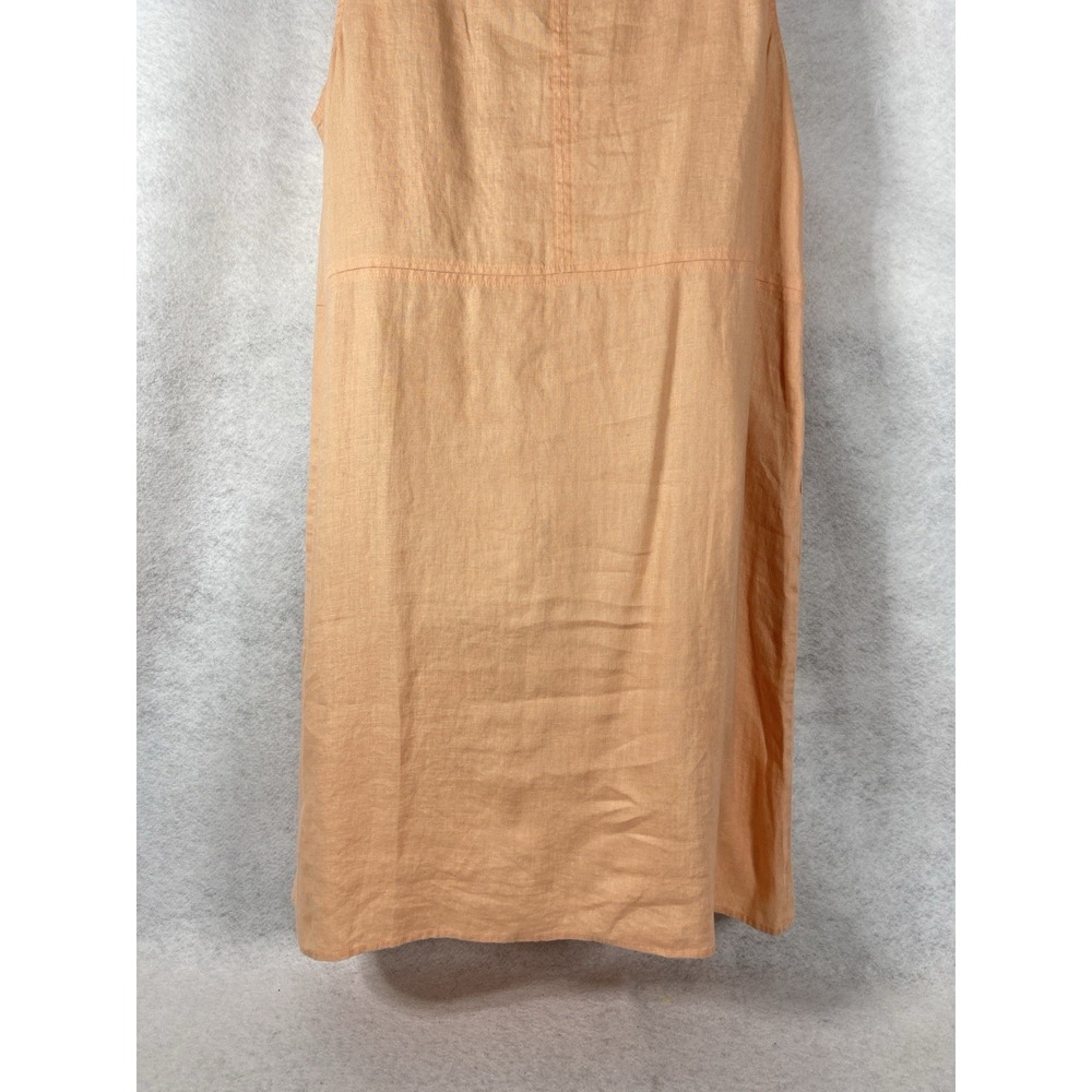 J Jill Dress Women's Large Orange Shift Sleeveless 100% Linen Pockets - Picture 6 of 12